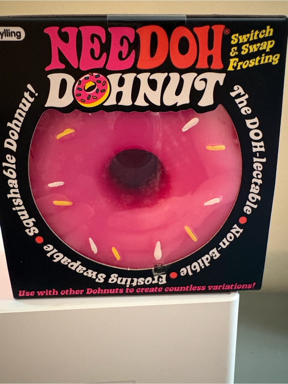 Original Schylling Needoh Dohnut Switch & Swap Pink Frosting Squish Fidget Toy